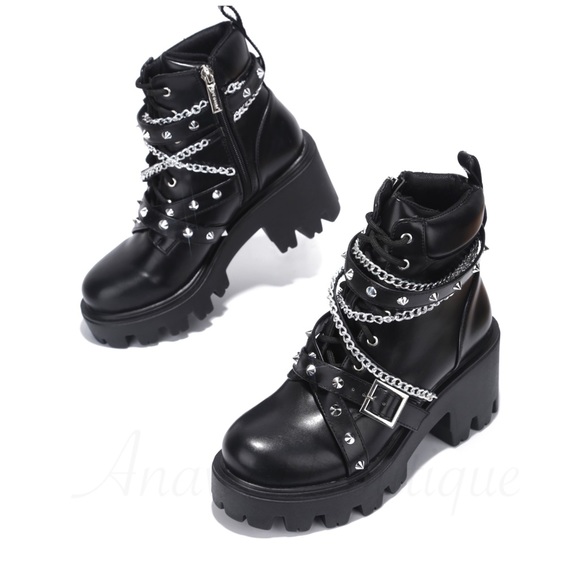 black chain boots
